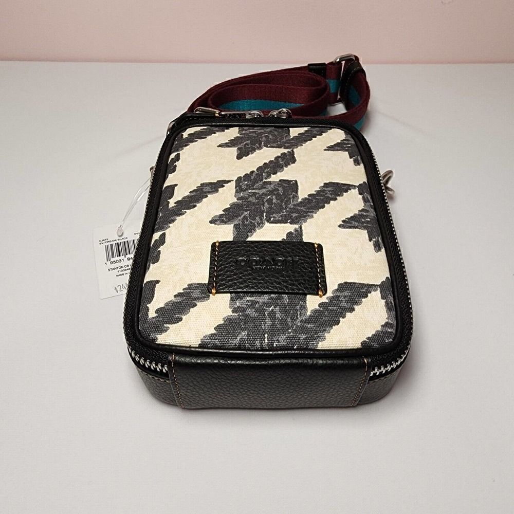 Coach CJ672 STANTON CROSSBODY WITH HOUNDSTOOTH PRINT - Picture 2 of 4